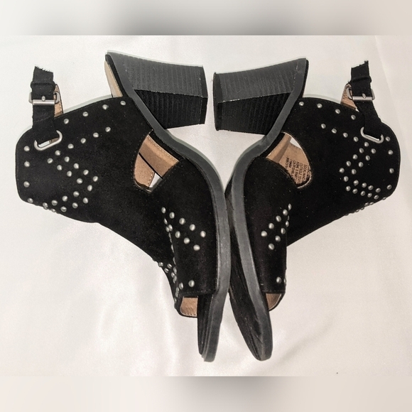 SO Womens Catfish Block Heeled Ankle Strap Sandals Studded Sz 8 Black Whimsigoth - Picture 5 of 10